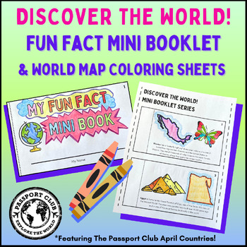 Preview of Geography Fun Fact Mini Booklet & World Map Coloring Sheet Bundle