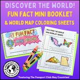 Geography Fun Fact Mini Booklet & World Map Coloring Sheet Bundle