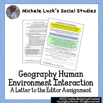 Preview of Geography Human Environment Interaction Letter to the Editor Assignment