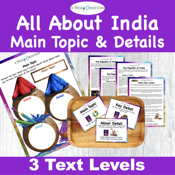 Preview of Geography: India Nonfiction Text RI.2.2 Main Topic & Key Details for 2nd Grade