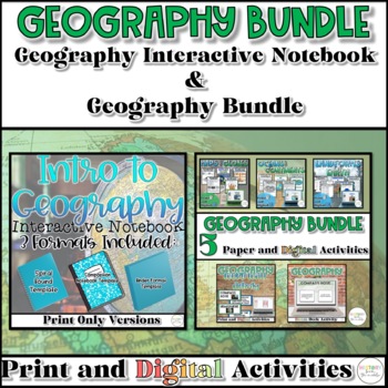 Preview of Geography Interactive Notebook & Geography Resource Bundle - Print & Digital