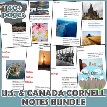 Preview of United States & Canada Cornell Notes Bundle (Geography)