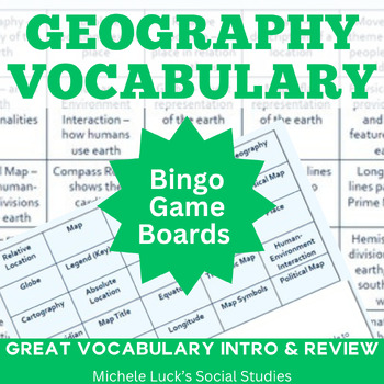 Preview of Geography Introduction Terms Bingo Game - Vocabulary