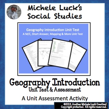 Preview of Geography Introduction Unit Test Assessment M/C, Mapping & More