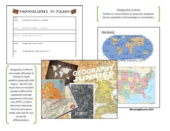 Preview of Geography Junkies Nine Week Bell Ringer--United States