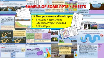 Preview of Geography KS3: Rivers, river landscapes & floods in the UK - FULL SoW 10 lessons