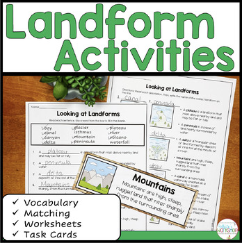 geography landform activities and worksheets by white s workshop