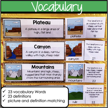 Hills and Volcano definition worksheet