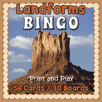 Preview of Geography Landforms BINGO & Memory Matching Card Game Activity