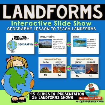 Preview of Geography | Landforms Powerpoint | Interactive Slideshow | Social Studies