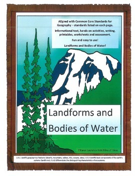 Preview of Geography - Landforms and Bodies of Water - Aligned with Common Core