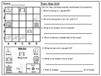 Geography: Map Grid Worksheets: by mzat | Teachers Pay Teachers