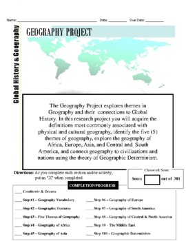 Preview of Geography Map Packet & Webquest Student & Teacher with Answer Key