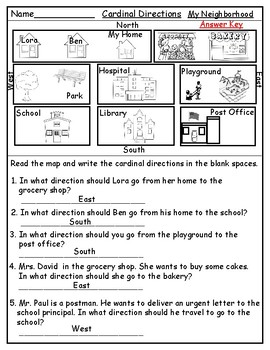 Geography: Map Skill Cardinal Directions Worksheets: by ...