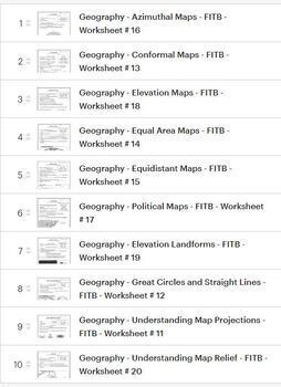 Preview of Geography Map Skills Bundle # 2 (Worksheets 11-20)