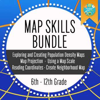 Preview of Geography, Map Skills Bundle For Middle School & High School + 2 Freebies