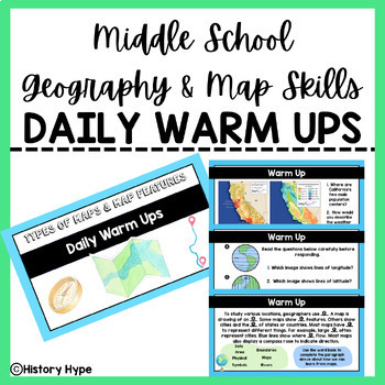 Preview of Geography & Map Skills DAILY WARM UPS