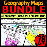 Blank and Colored Maps: Geography Maps Bundle: 6 Continent