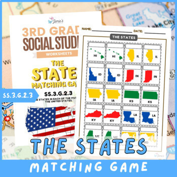 Preview of Geography Matching Game Social Studies The States Flashcards