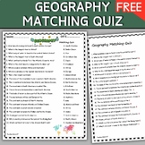 Geography Matching Quiz  (FREEBIES)
