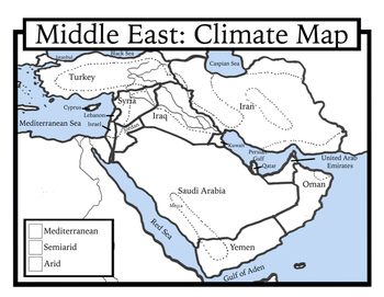 Blank Geography Middle East Maps Students Color by