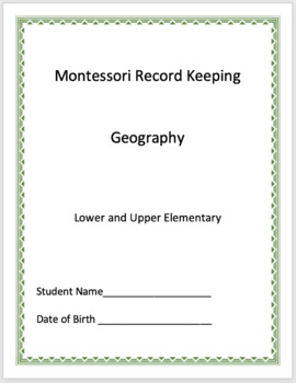 Preview of Geography - Montessori Record Keeping