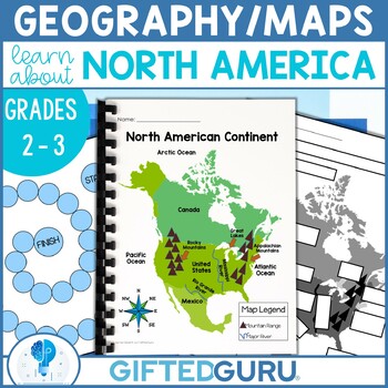 Preview of Geography North American Map Skills Game Activity Second Grade Third Grade