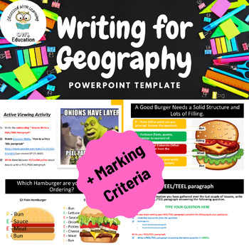 Preview of Geography Paragraph Writing: PEEL & TEEL PowerPoint (Template +Rubric)