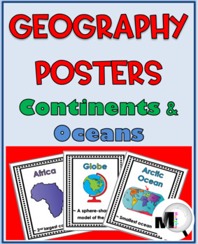 Preview of World Geography for Kids Posters Continents and Oceans