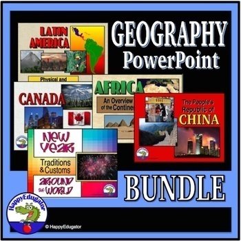 Preview of Geography PowerPoint Bundle with Christmas and New Year Around the World