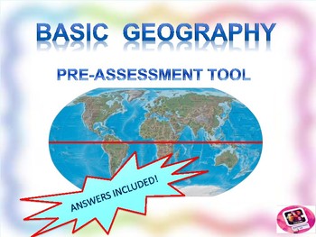 Preview of Basic Geography knowledge pre-assessment in non-traditional, visual format!