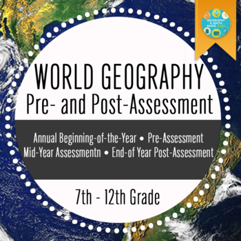 Preview of Geography Pre-assessment/Post-assessment Beginning of Year (Easel Act. Included)