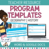 Geography History Teacher Program Editable | Lesson Plan T