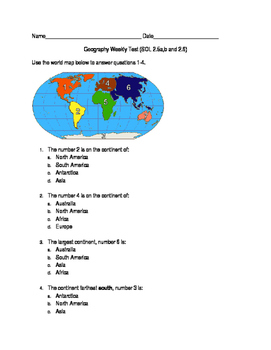 Continent Quiz Worksheets Teaching Resources Tpt