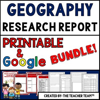 Preview of Geography Report Printable and Google Slides Bundle