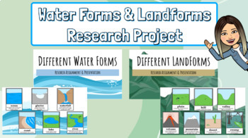 Preview of Geography Research Project - Different Water Forms & Landforms - Virtual Lesson
