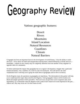 Geography Review--global history by Michelle Mauger | TpT