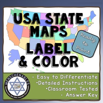 Preview of Geography-STATE MAPs Label and Color