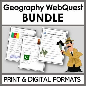 Preview of Geography Scavenger Hunt BUNDLE | Geography WebQuest BUNDLE