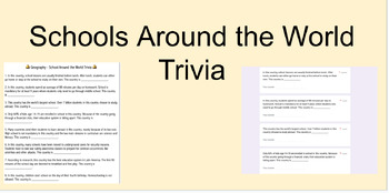 Preview of Geography Schools Around the World Trivia Google Form & Worksheet Activity