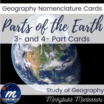 Preview of Geography Set 1A Parts of Earth Layer Montessori Nomenclature 3 and 4 Part Cards