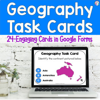Preview of Geography Skills & Continents and Oceans Digital Task Cards