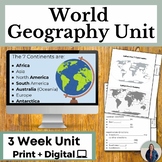 Geography Skills Unit Notes and Map Activities for Contine