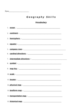 Preview of Geography Skills - Vocabulary