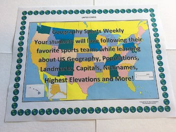 Preview of Football Geography Sports Weekly Using Charts, Maps, and Data Anaylsis