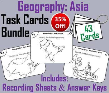 Preview of West, South, East, & Southeast Asia Bundle (World Geography Task Card Activity)