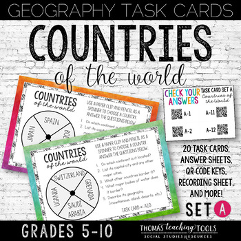 Preview of Geography Task Cards Countries of the World