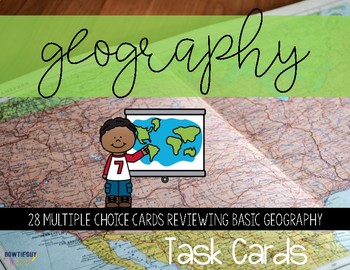 Preview of Geography Task Cards (latitude, longitude, map skills, and basic concepts)