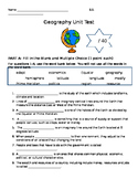 Geography Test (Grade 6 Social Studies Framework Alligned)