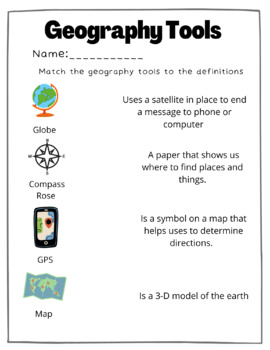 Preview of Geography Tools Matching Worksheet